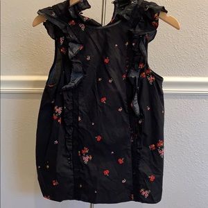 black floral ruffle tank